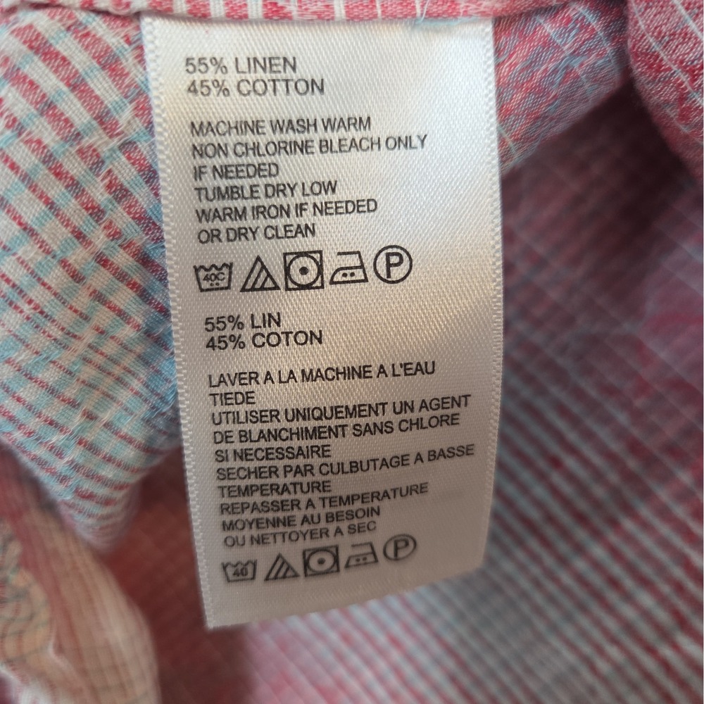 Tommy Bahama 2XB Red/Pink Blue Linen Cotton Short Sleeve Shirt Ravenna Plaid - Picture 5 of 9